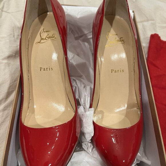 Christian Louboutin Red Patent calf Leather Stiletto Pump Heels - Picture 2 of 9